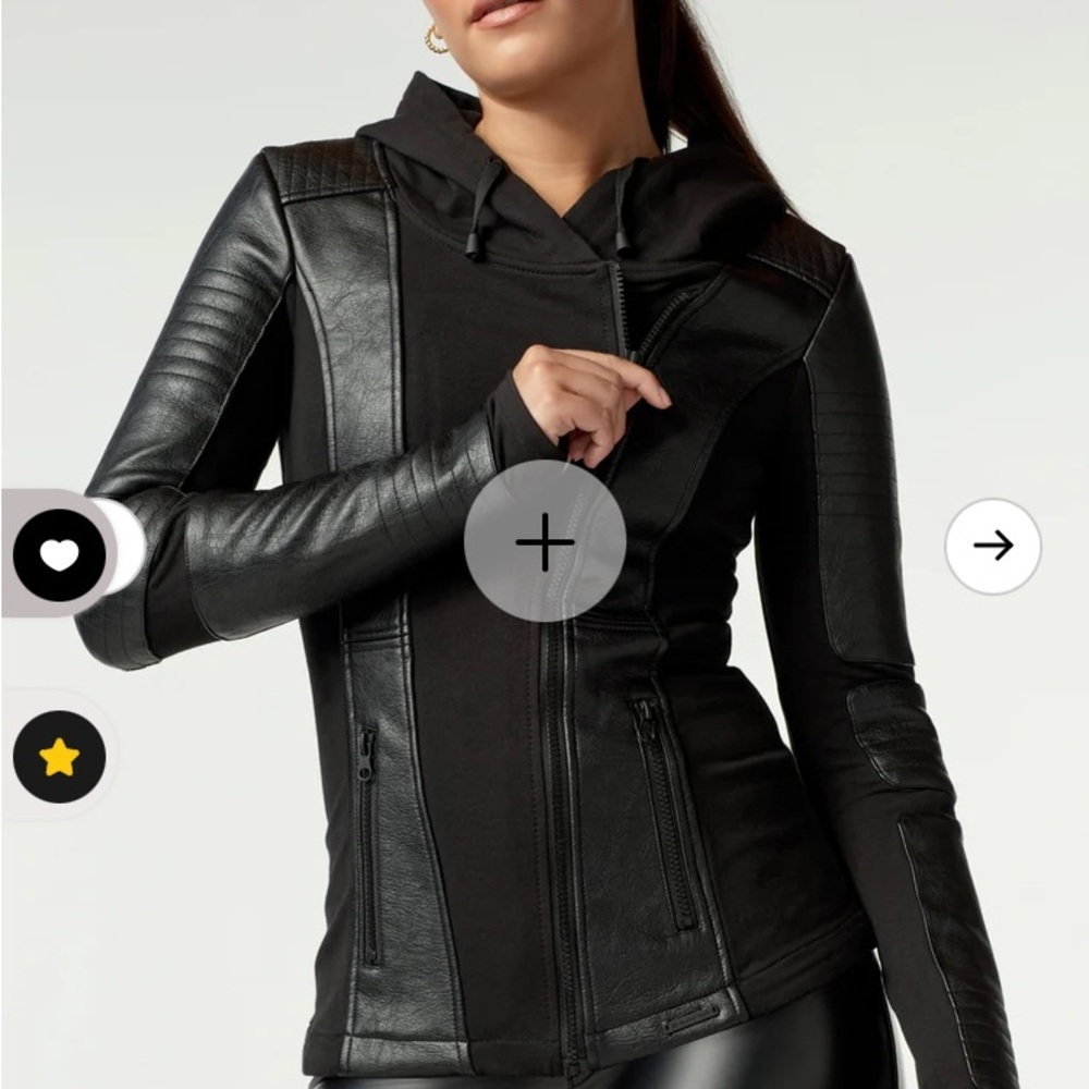 Blanc Noir Asym Hooded Moto in Black size XS